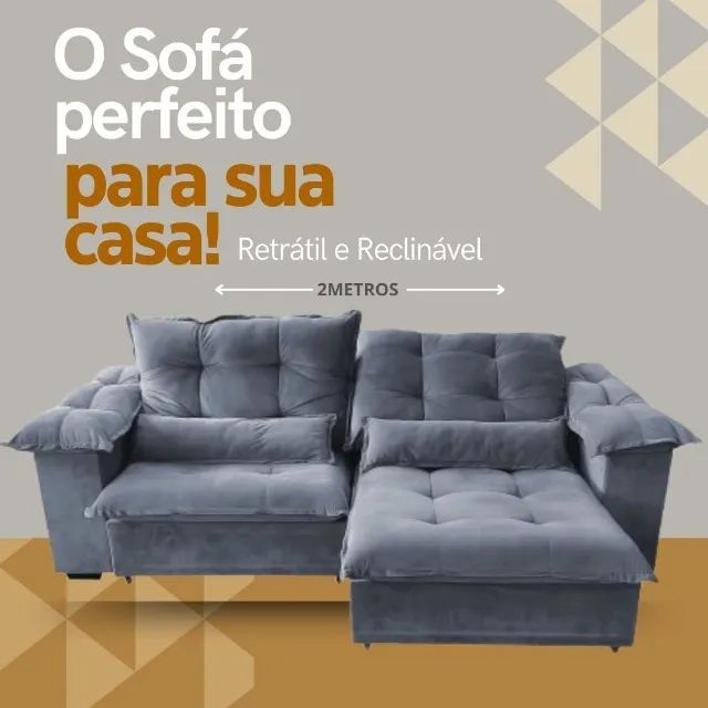Lançamento: Sofá Retrátil 2,00m - Melhor Preço!