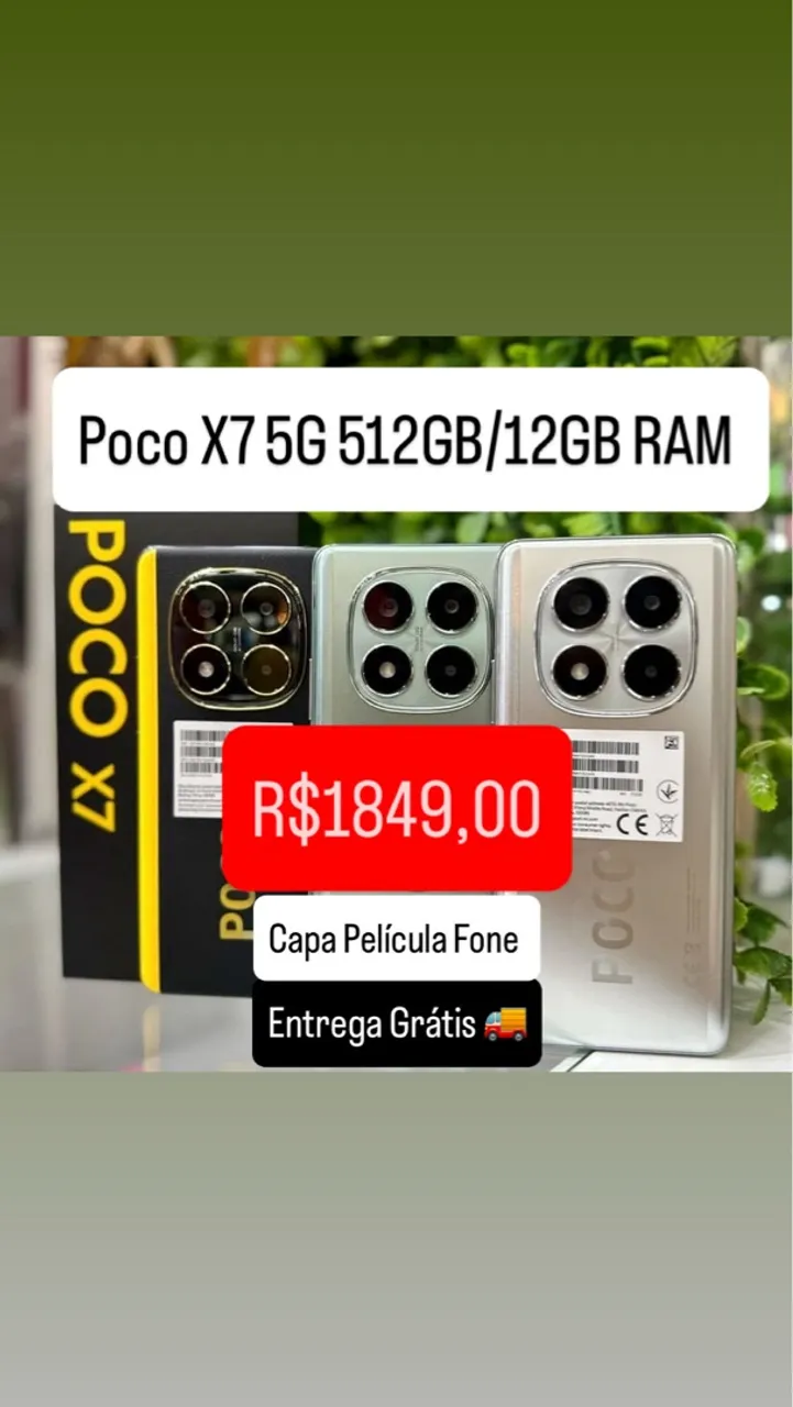 Poco x7 5G 512GB/12GB RAM Novo Lacrado Capa Película Fone + Entrega Grátis