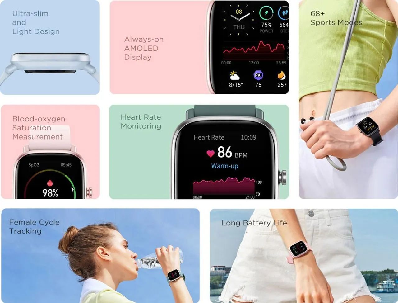 Amazfit GTS 2 New Version - Smartwatch AMOLED, GPS, chamadas e 90 modos esportivos - Foto 4