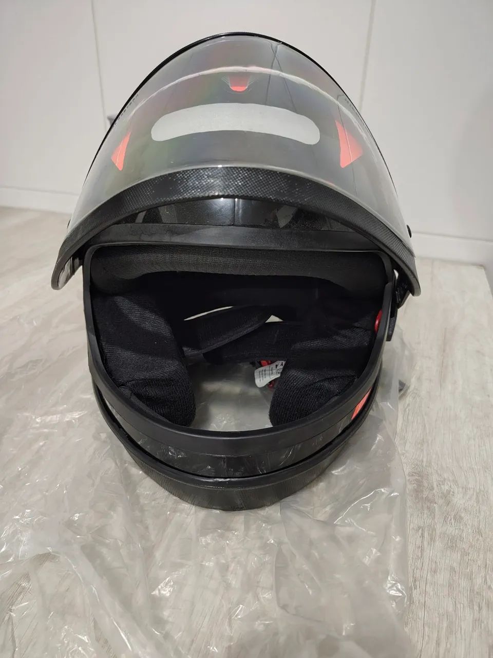 Capacete Moto - Preto com Laranja Novo - Foto 5