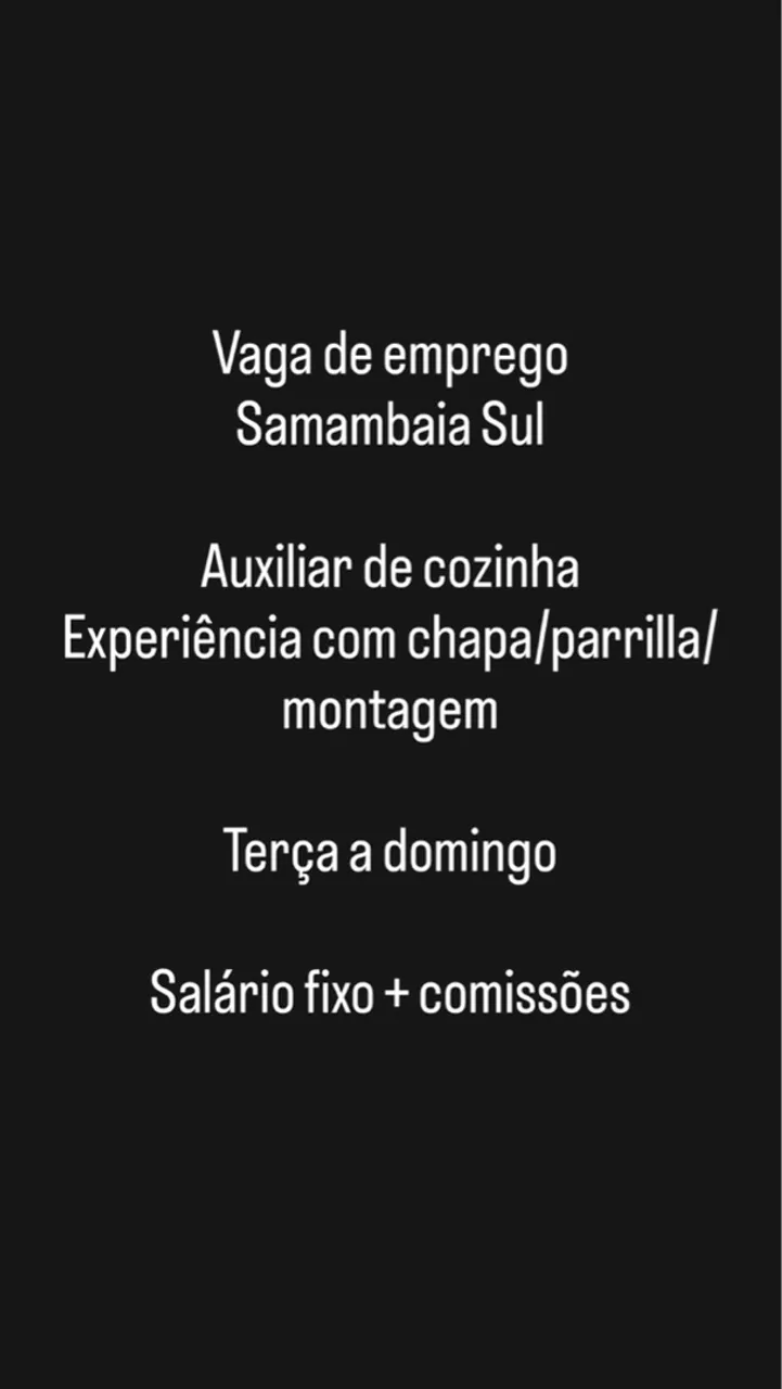 Vaga de emprego auxiliar de cozinha na samambaia sul