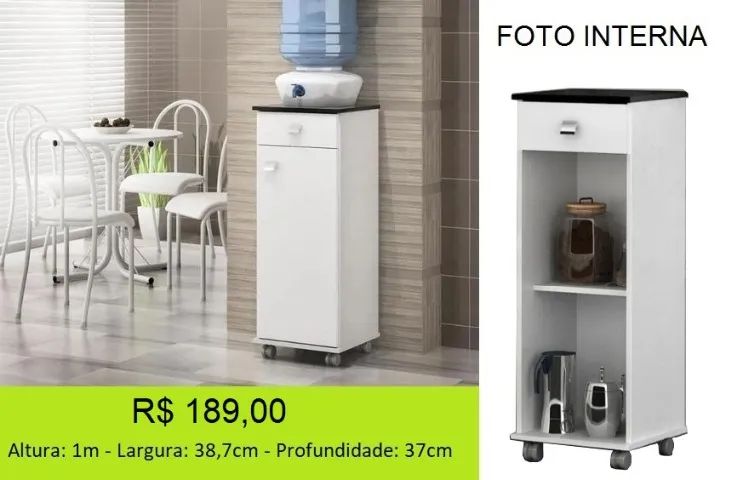 Balcão com tampo já com rodinhas
