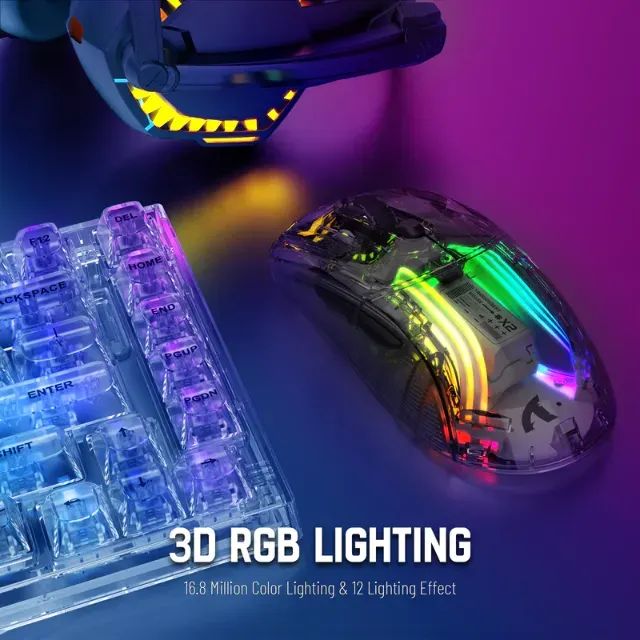 Mouse Sem Fio Attack Shark X2, Tri-Mode, PAW3212, 2400dpi, 800mAh, Gamer, RGB, PC [Novo] - Foto 6
