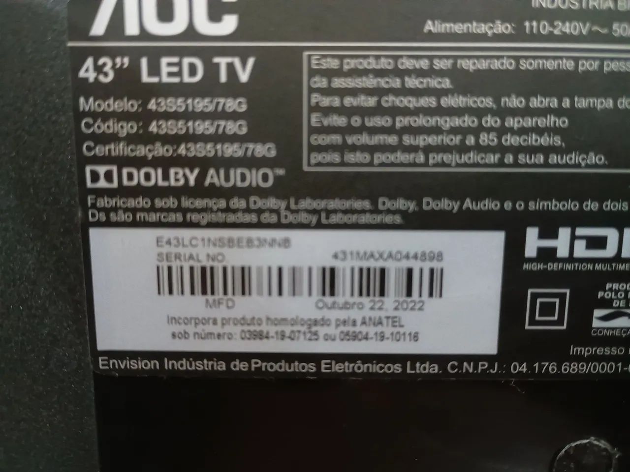 TV Aoc LED 43'' ROKU TV / Para retirar Peças  - Foto 2