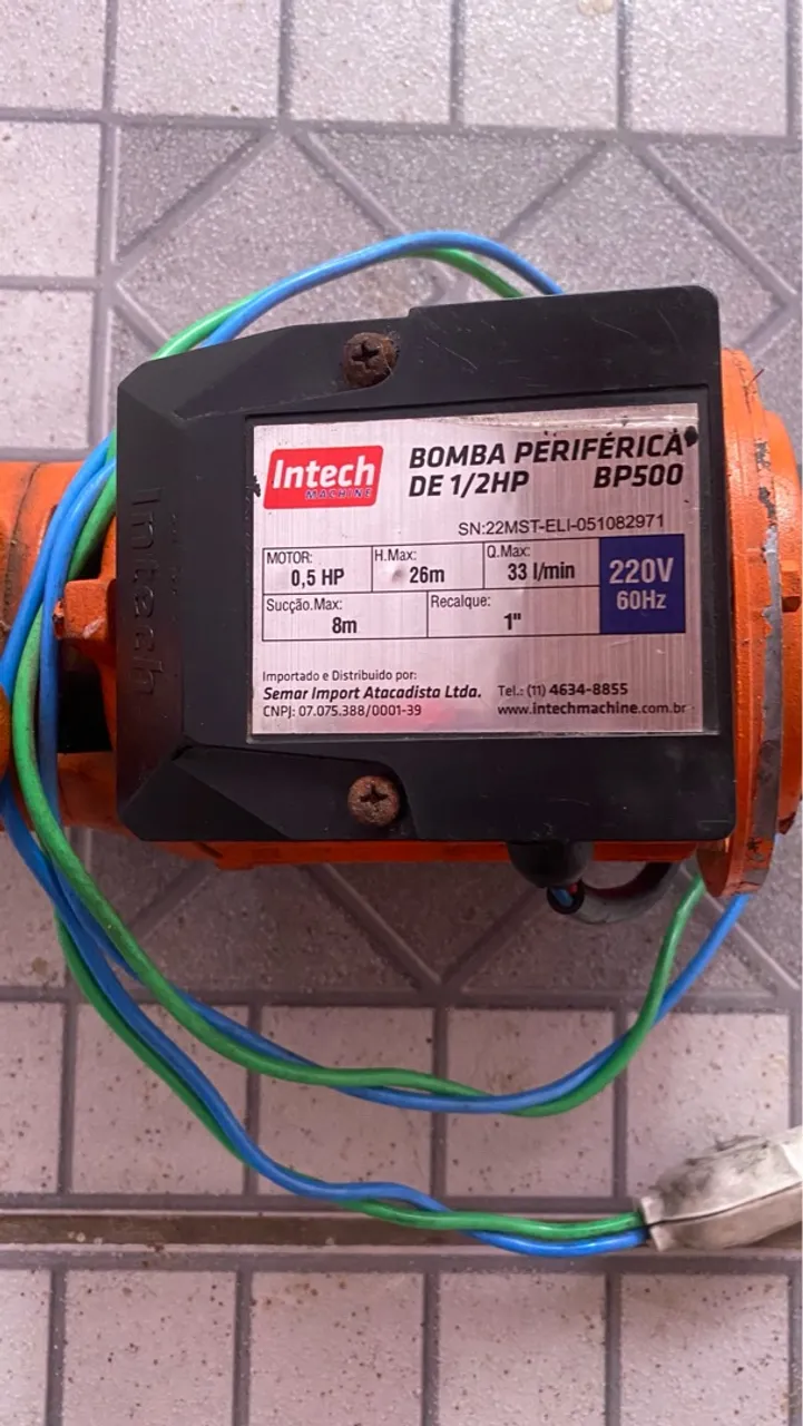 Bomba Periférica Intech BP500 1/2HP