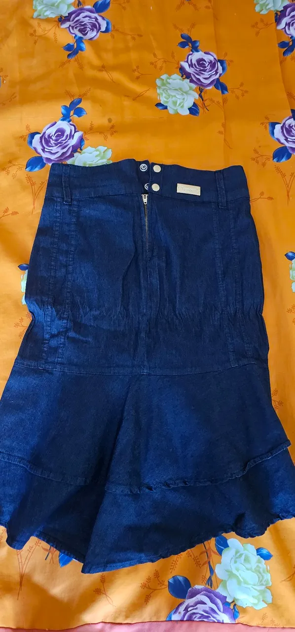 Saia Jeans com Babado