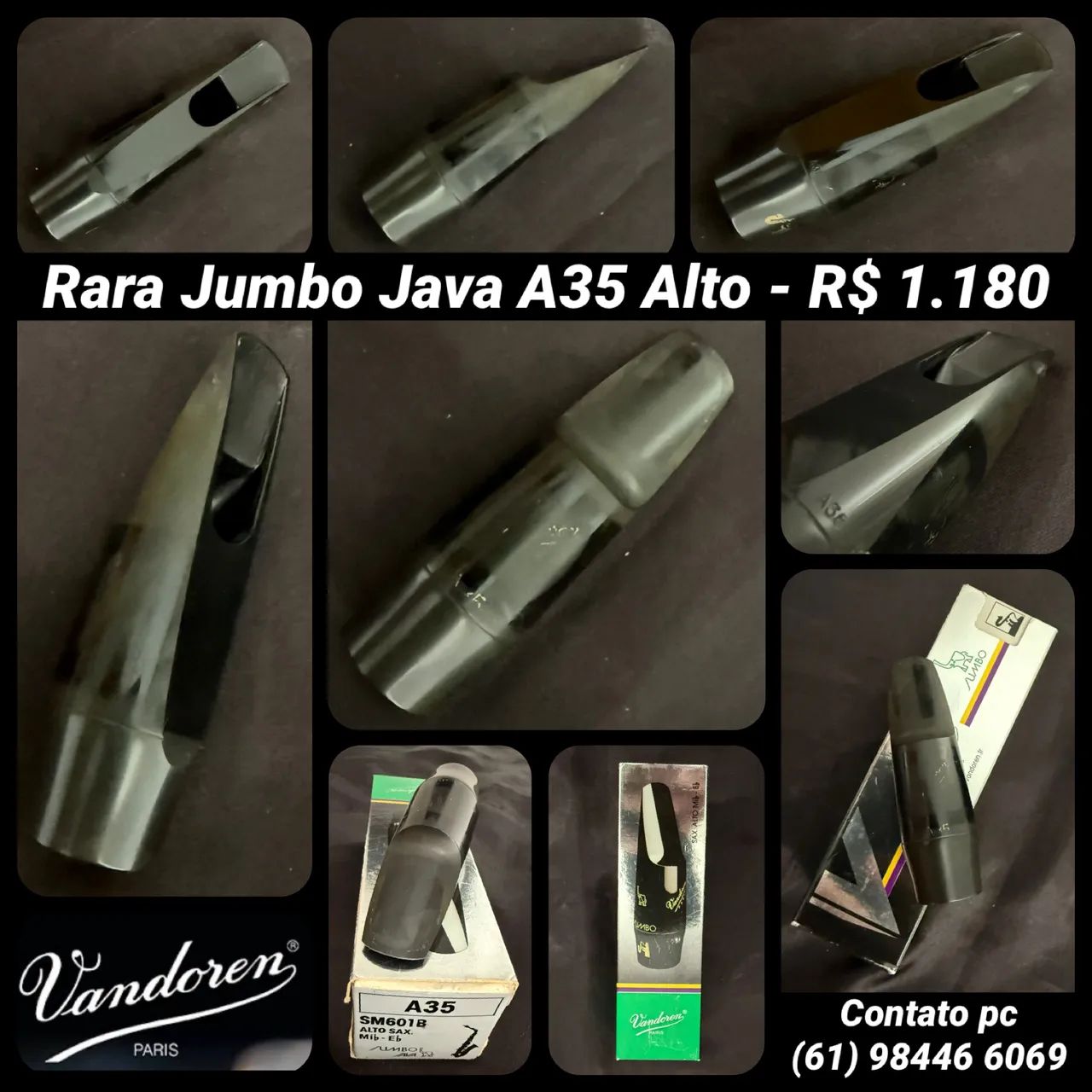 Vandoren - Bec Java A35 Pour Saxophone Alto - Ébonite, Son Chaud Et Puissant Pour Jazz, Soul, Funk