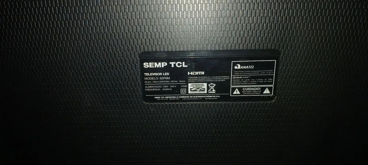 Vende se tv 65 plegadas para retirada de peças. Problema no display.