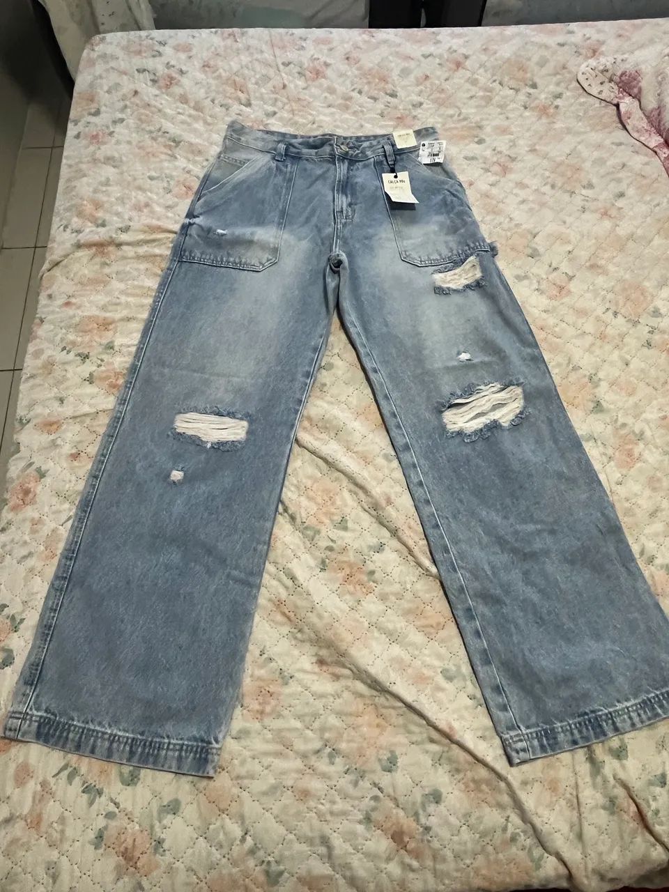 calça jeans cargo