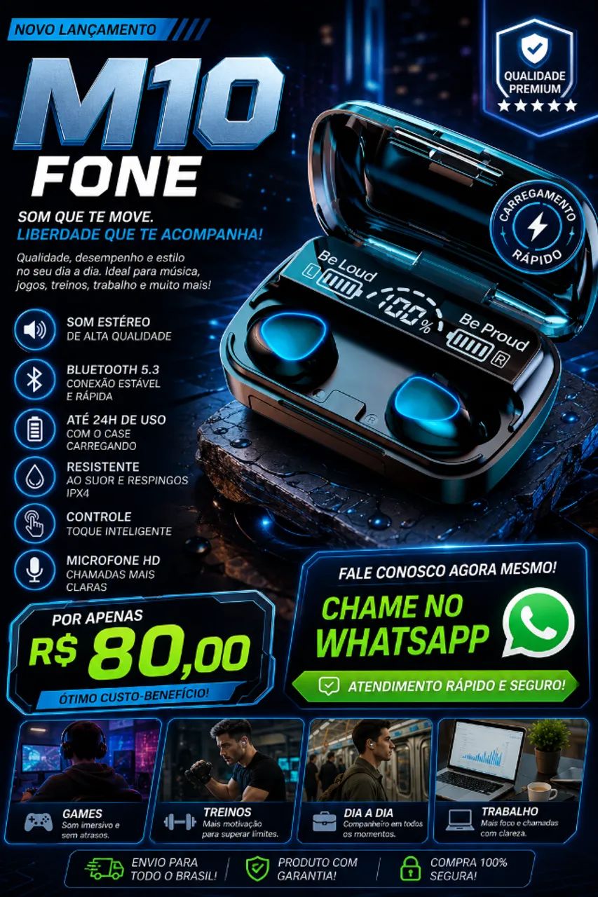 fone de ouvido m10