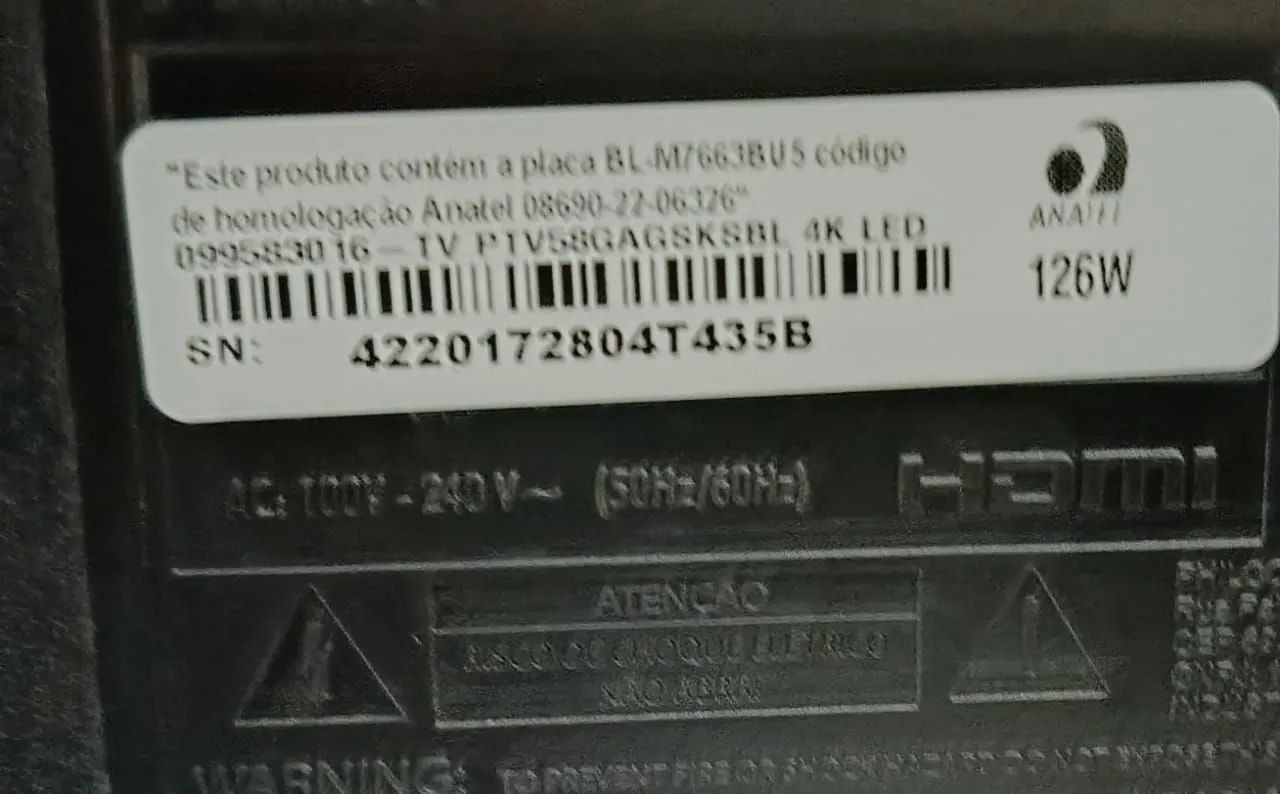 Tv 58"polegadas smart k para peças atenção a tela está vazada - Foto 2