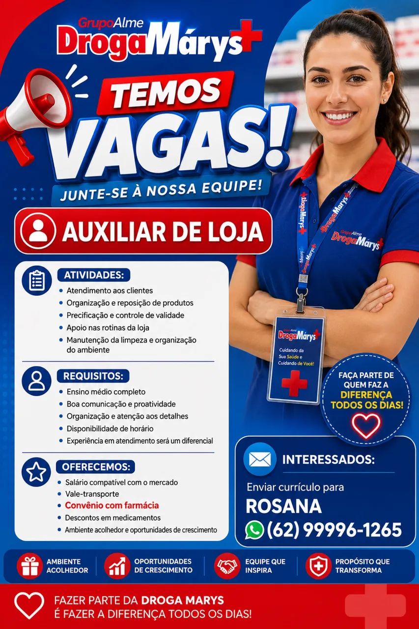 Estamos contratando Auxiliar de loja