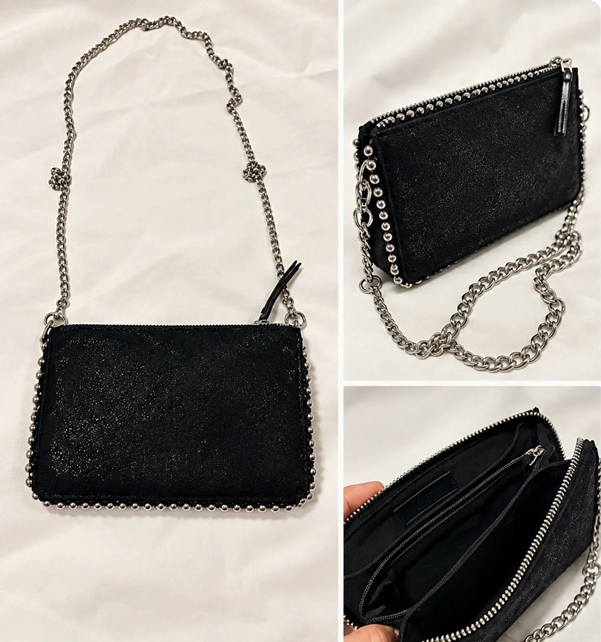 Bolsa Preta com Corrente Prata - Foto 4