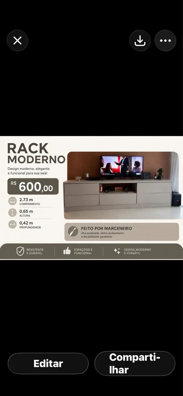 Rack feito por marceneiro 