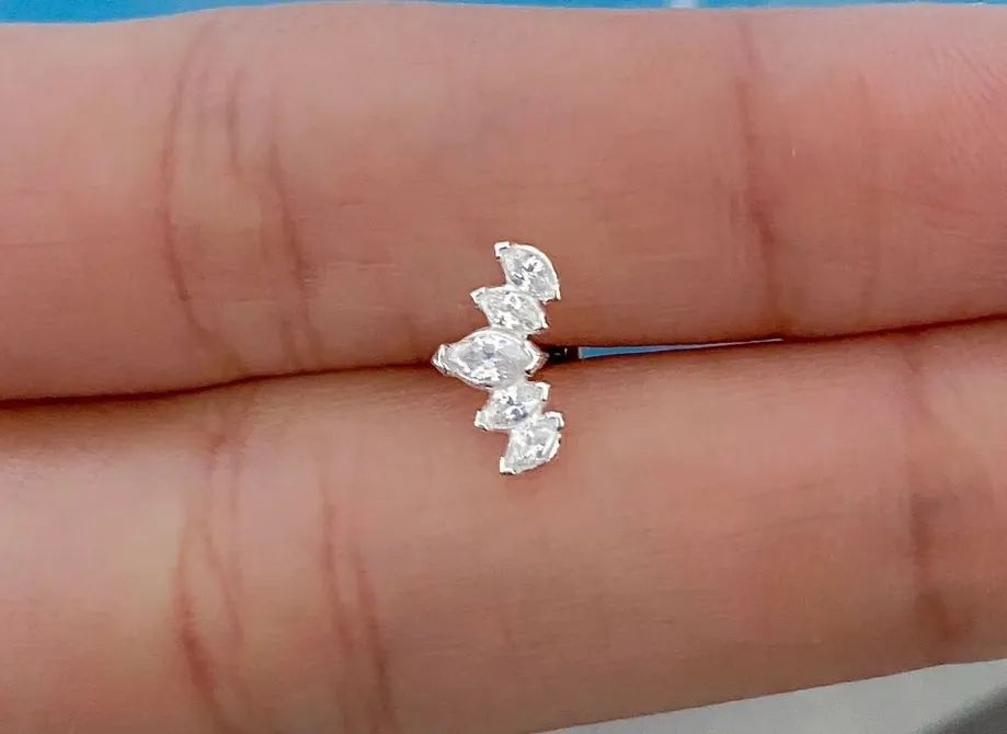 Piercing cluster navete - Prata 925