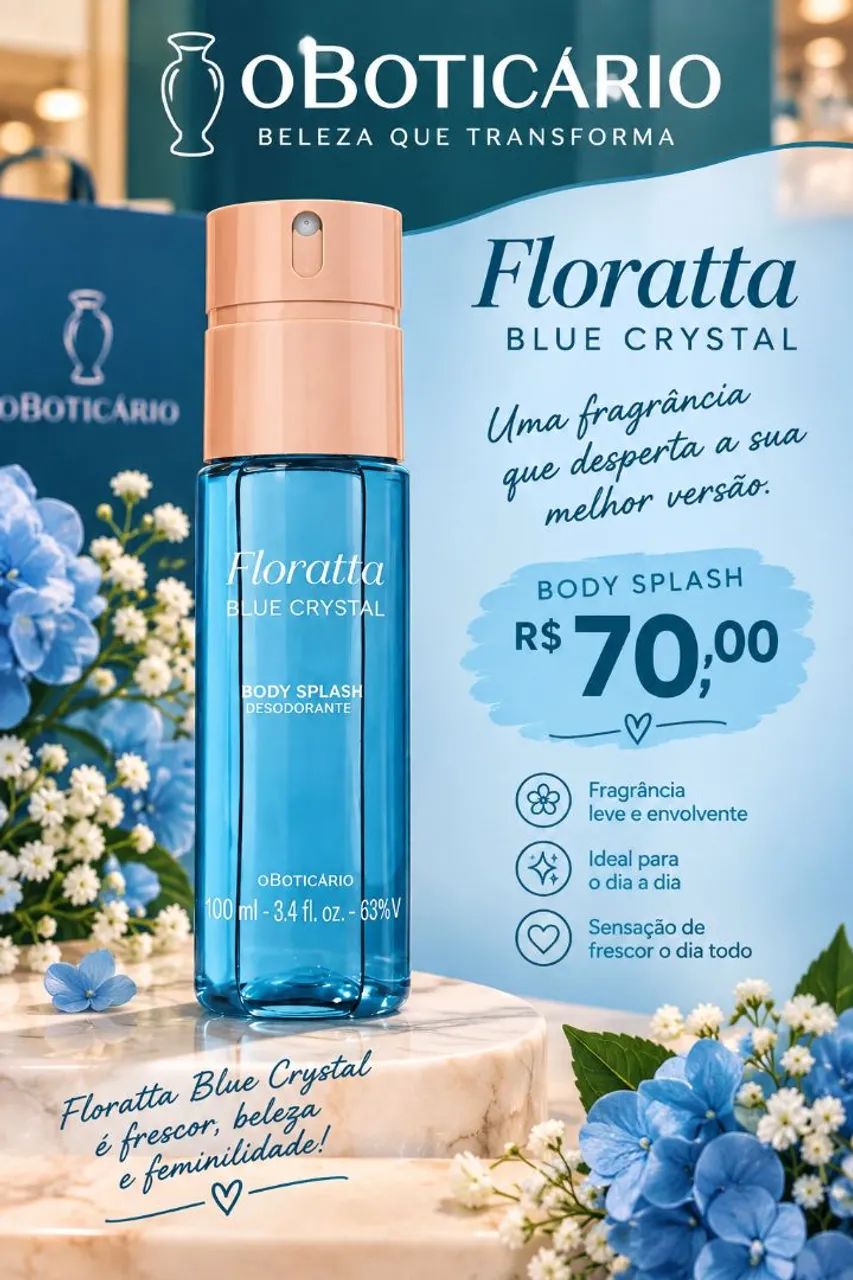 Body Splash blue crystal boticário 