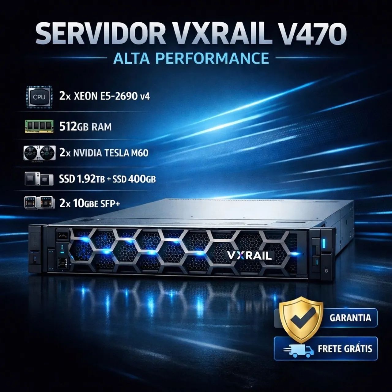 Servidor Dell Vxrail V470 2x Xeon E5-2690v4 768gb Ram 2x Gpu - Foto 2