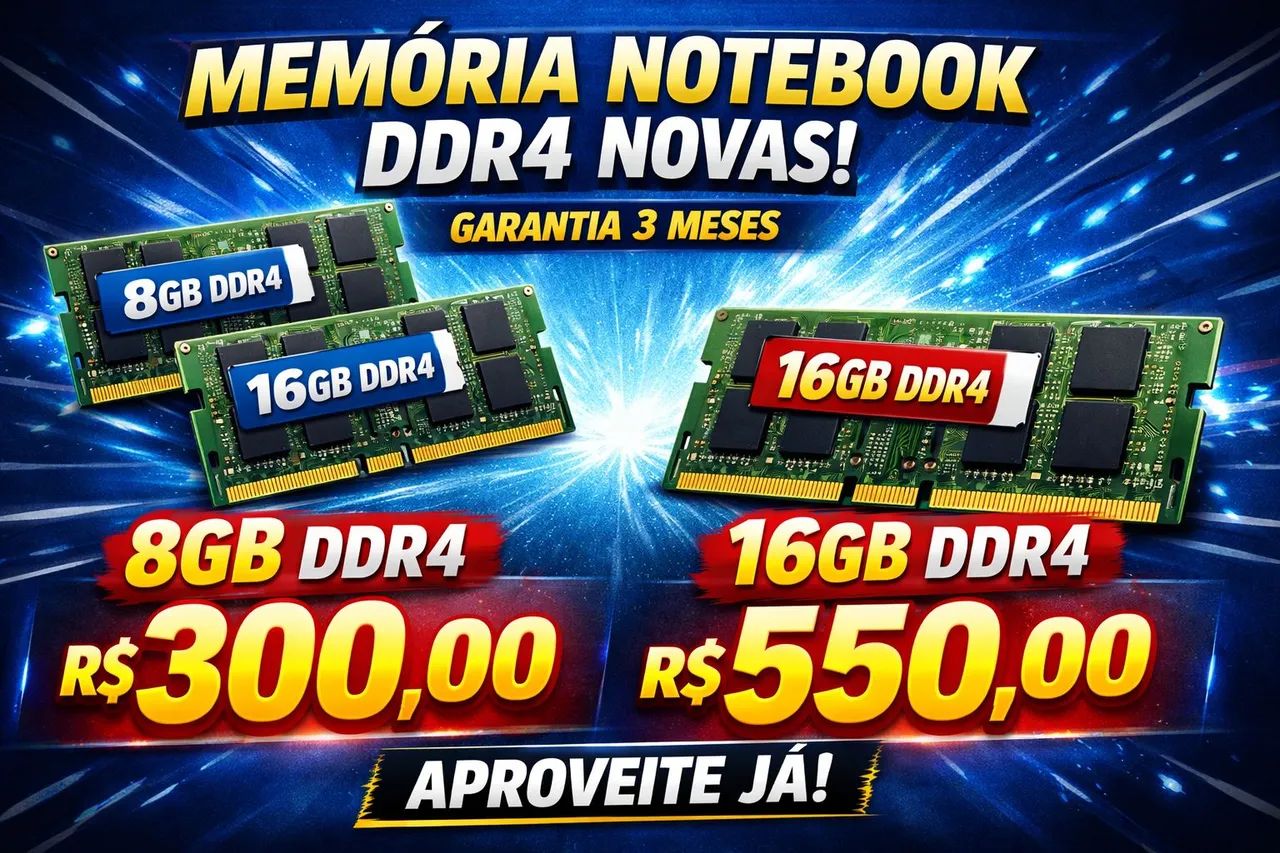 Memória notebook ddr4 8gb e 16gb