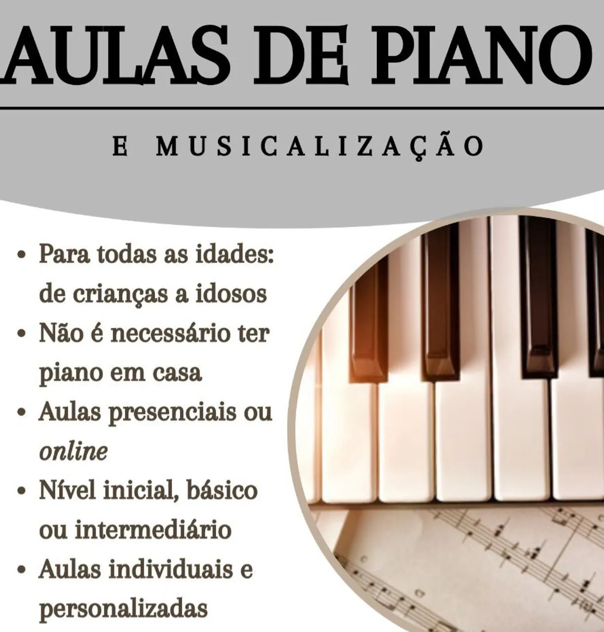 AULAS DE PIANO E EDUCAÇÃO MUSICAL