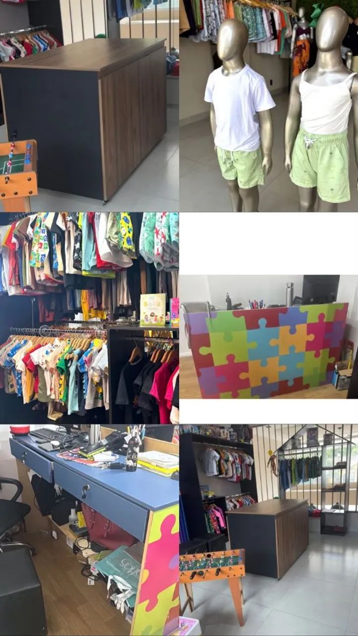 Vendo mobilia completa de loja de roupa infantil.