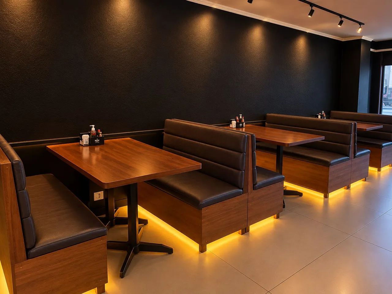 Mesas e sofás para restaurante 