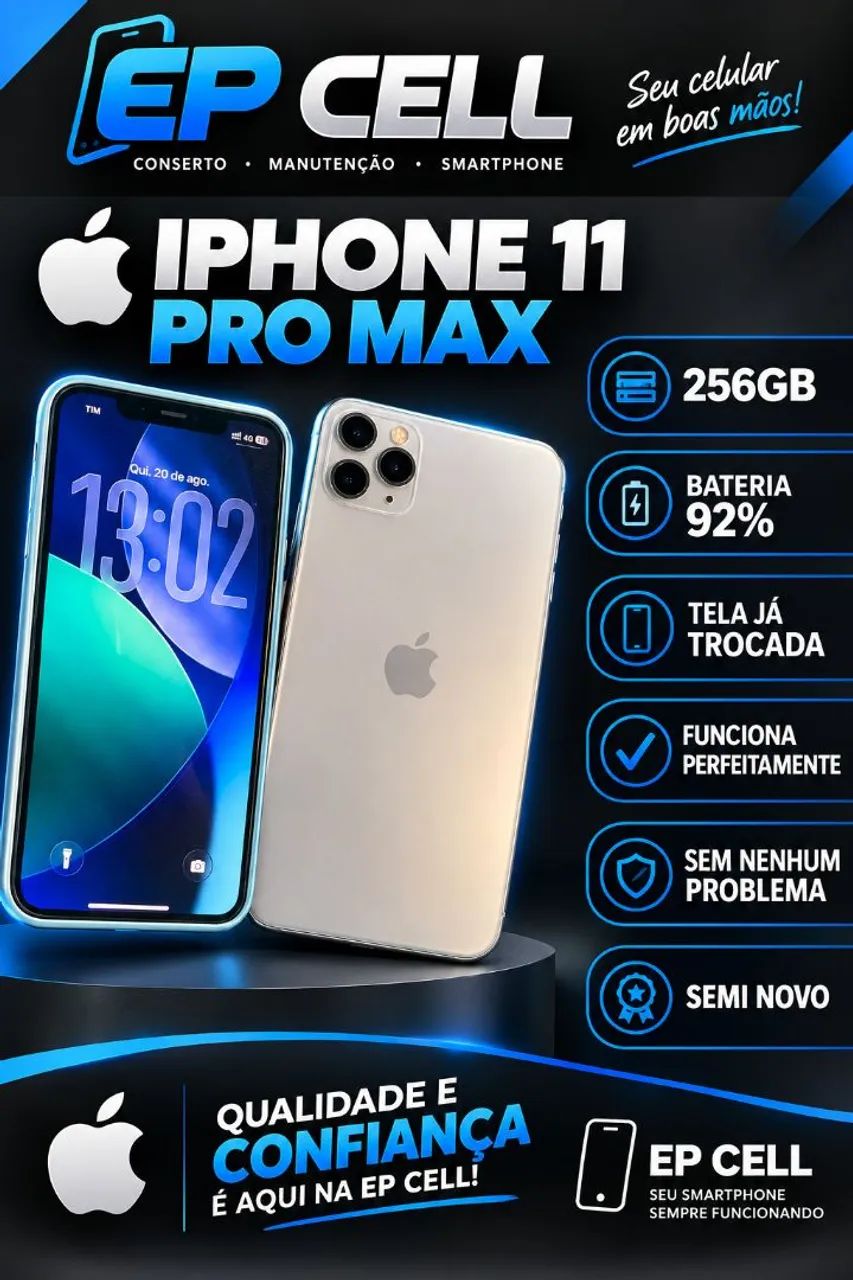 iPhone 11 pro Max 256GB bateria 92 feci id ok chip ok todo ok