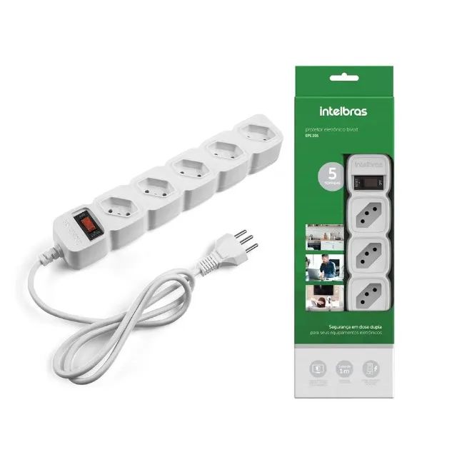 Filtro de Linha 5 Tomadas Cabo 1m Branco Intelbras - Foto 5