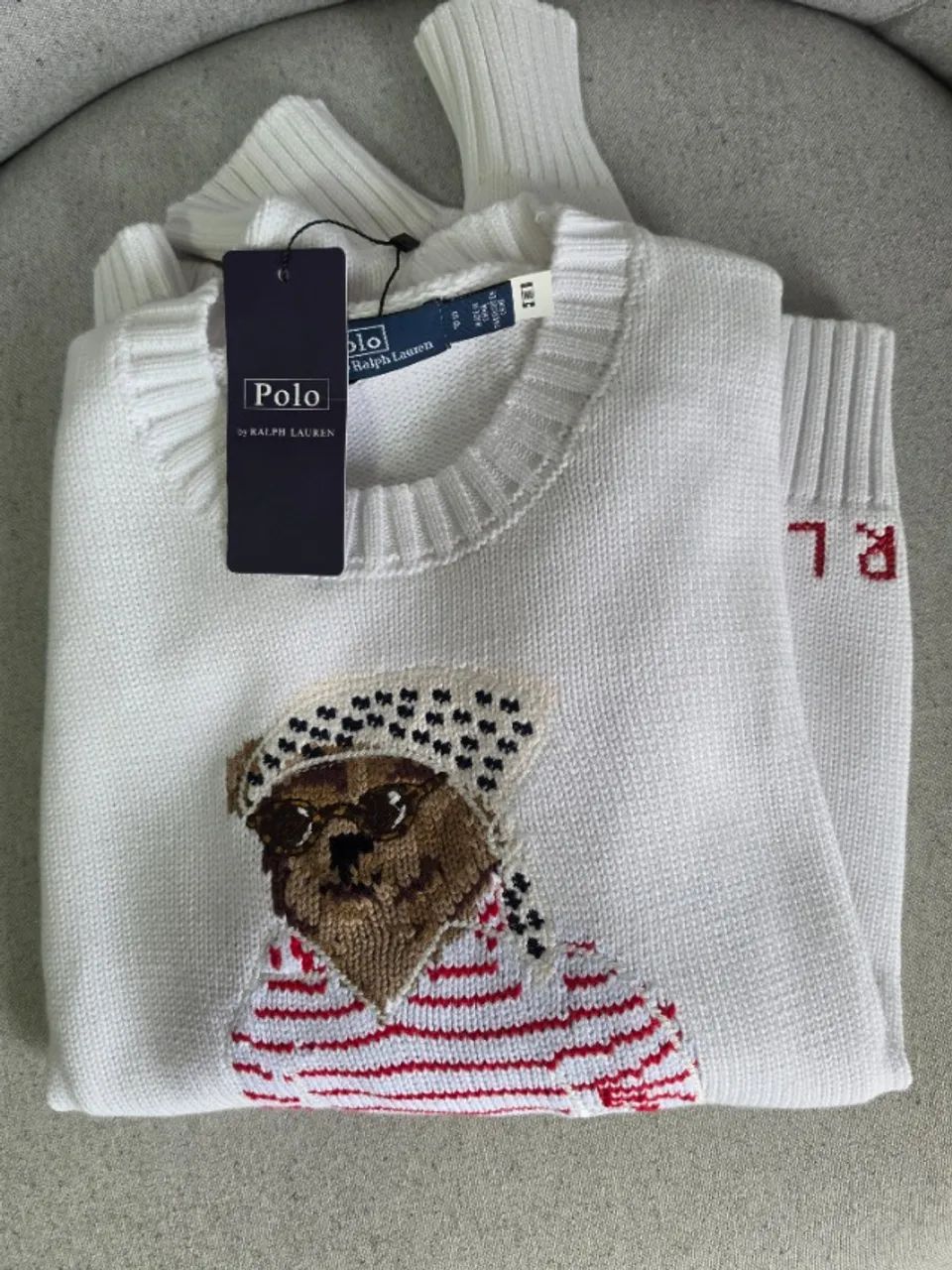 Suéter em Tricô Polo Bear Branco - Foto 3