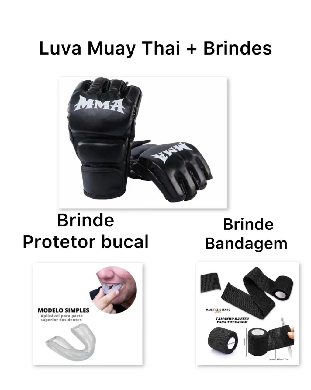 Luvas Muay Thai + 2 Brindes