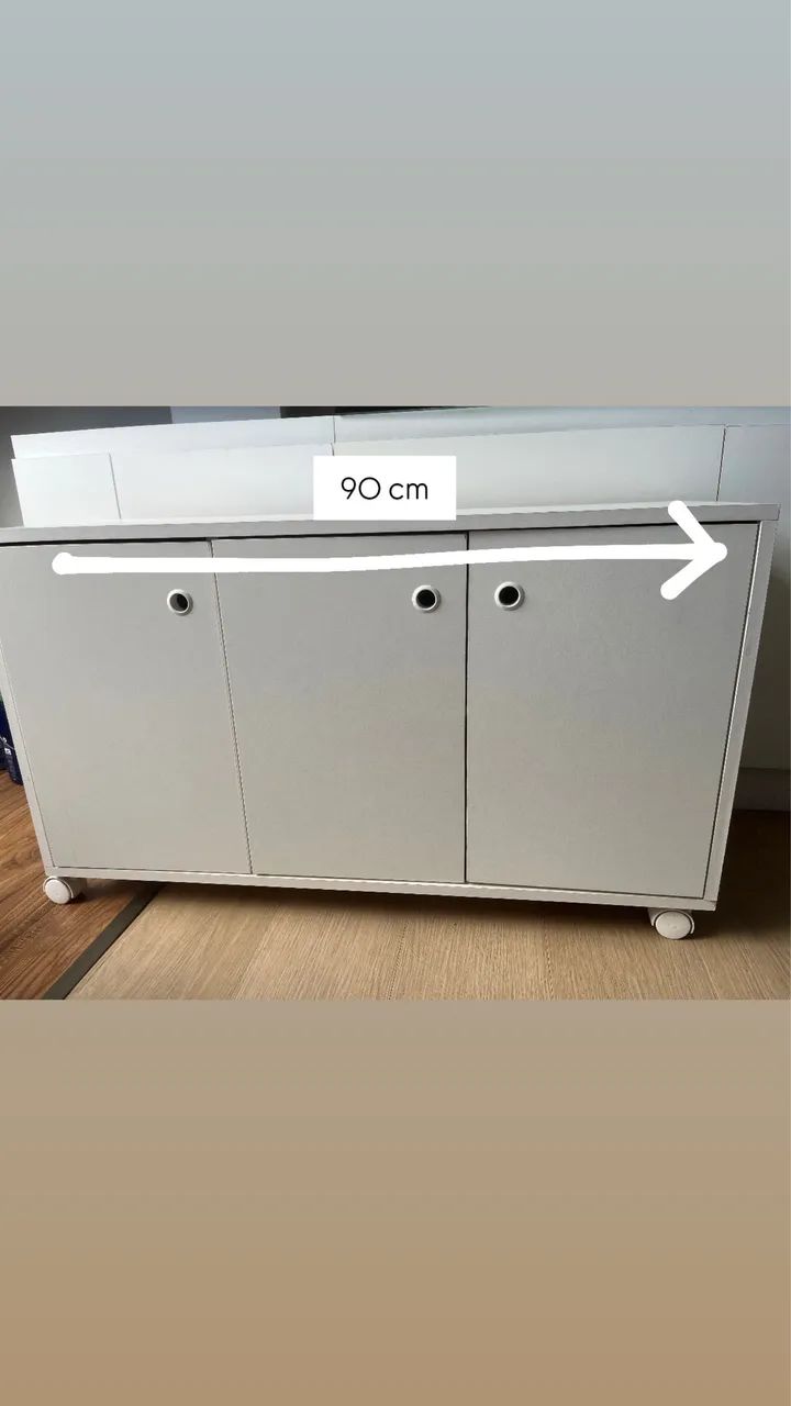 ARMÁRIO MDF BRANCO COM RODÍZIOS 