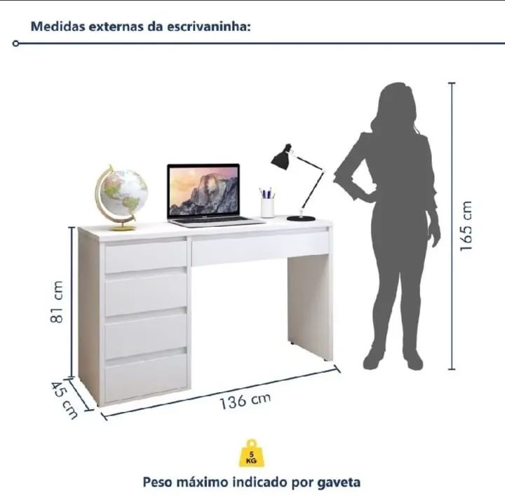 Escrivaninha Berlim 5 gavetas - Foto 2