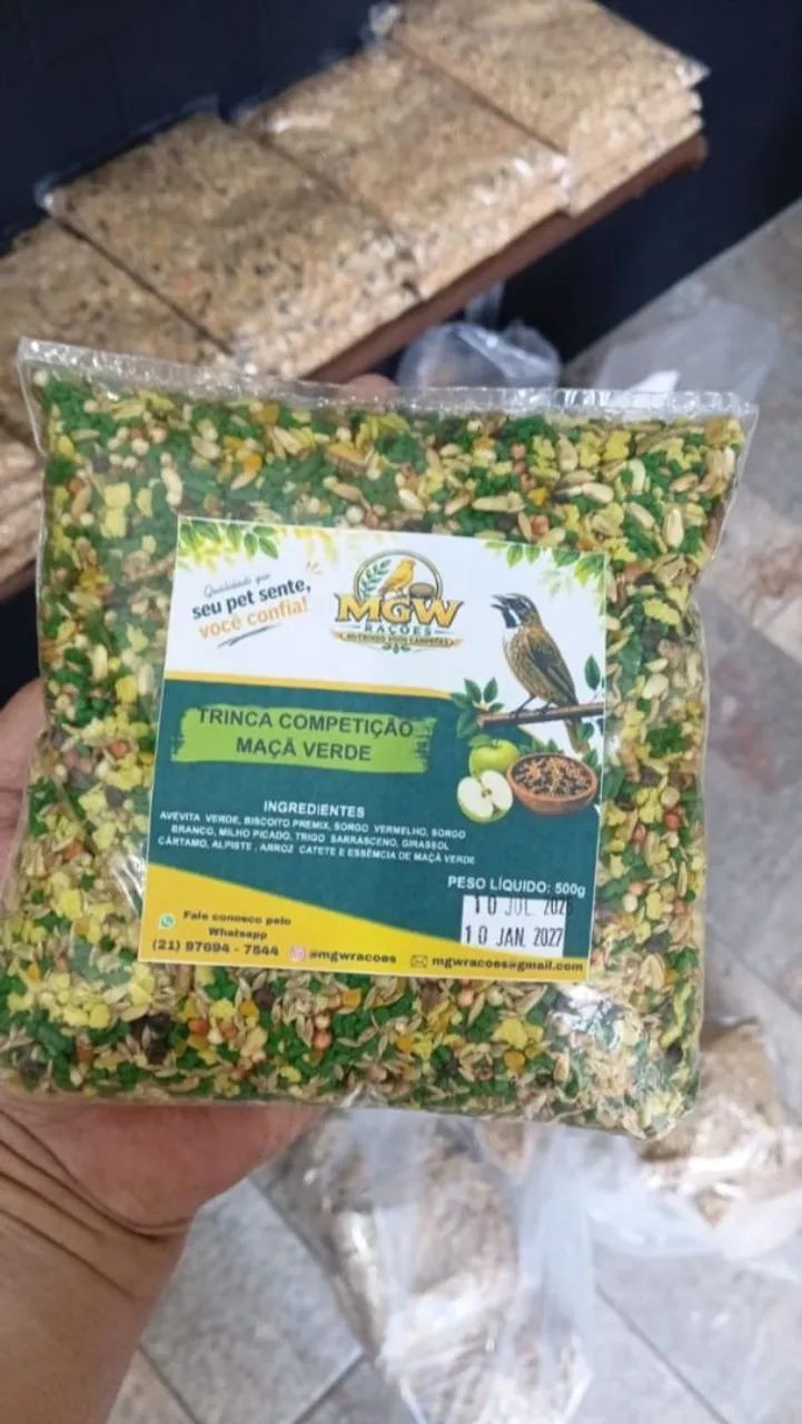 Ração para Trinca-Ferro, Coleiro, Calopsita, Canário Belga e Periquito.
