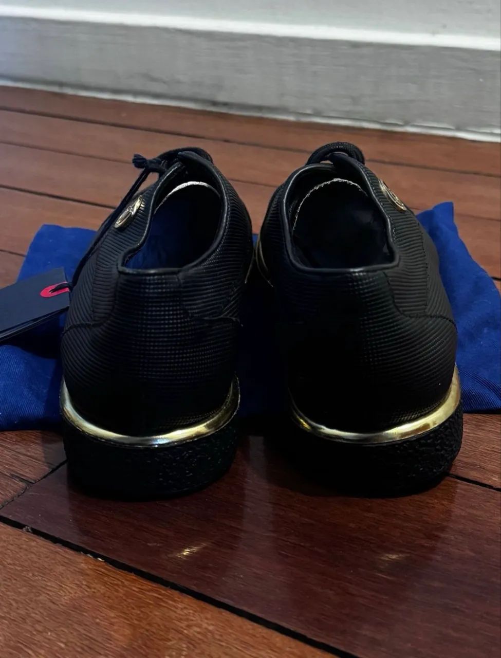 Sneakers Armani jeans couro preto  - Foto 3