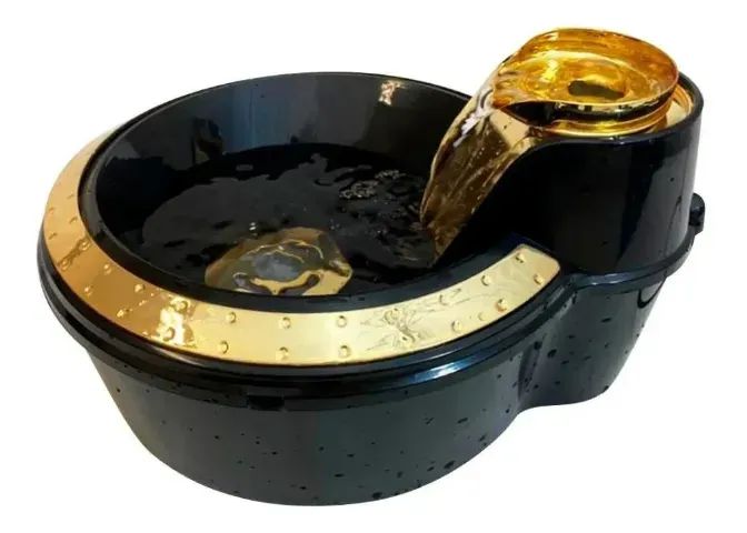 Fonte Bebedouro Gatos Petlon Preta Com Dourada