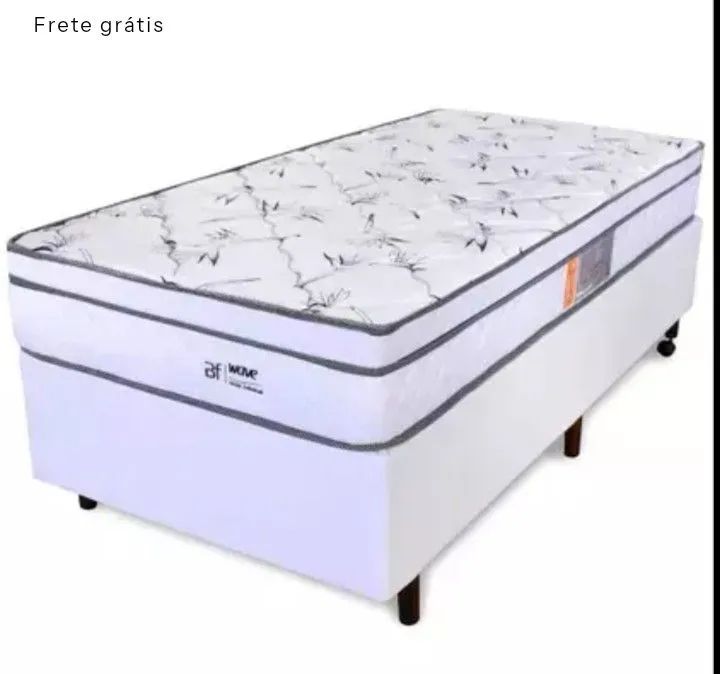 Cama Box Solteiro Colchão Molas Ensacadas Com Pillow e Box Branco