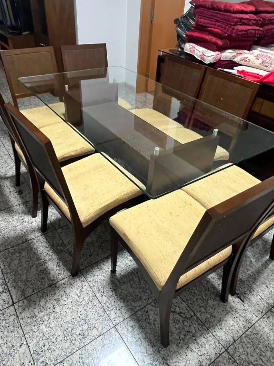 Conjunto de Mesa de Jantar com 6 Cadeiras | Madeira e Vidro - Foto 2