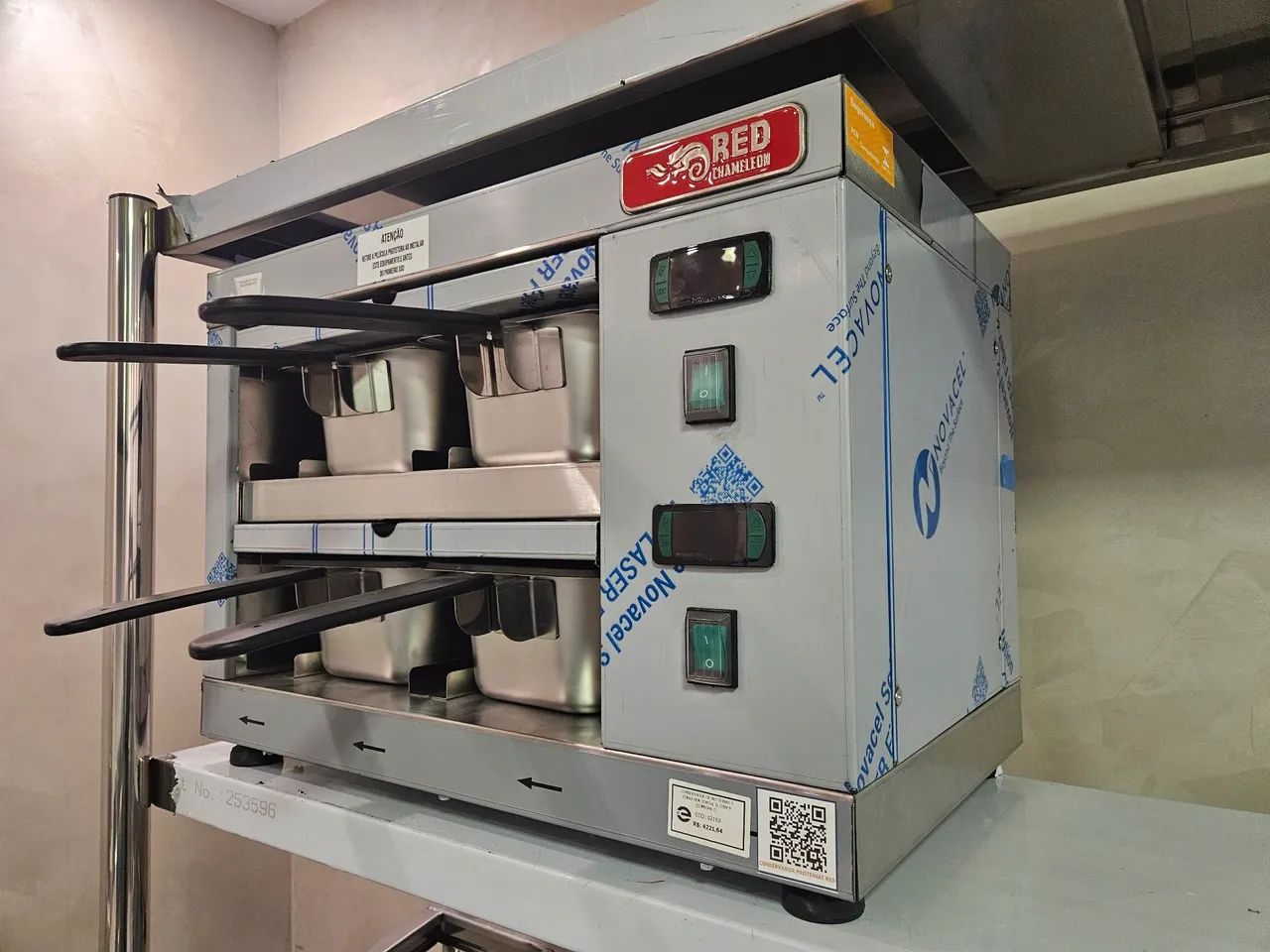 conservador de proteínas inox 4 bandejas - a pronta entrega 