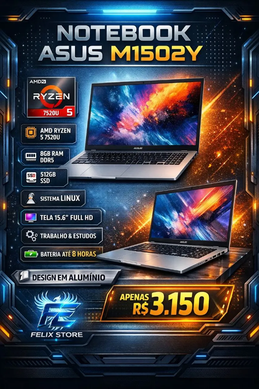 Notebook Asus Ryzen 7 5825U 8GB SSD 512GB Tela 15.6 Alto