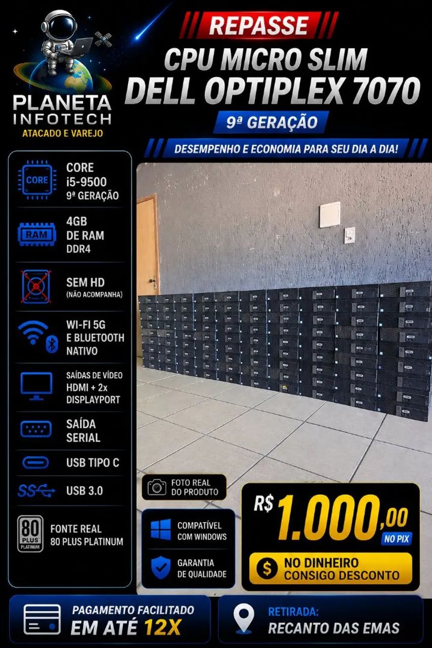 CPU DELL micro slim core i5 9500 com 4gb de ram DDR4 e sem HD  " REPASSE "