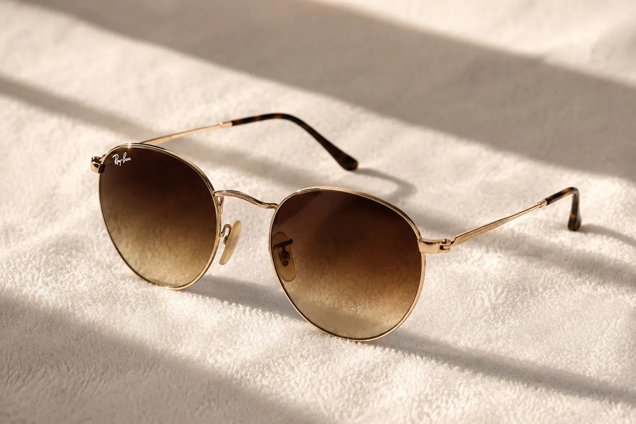 Óculos Ray-Ban Round Dourado Original