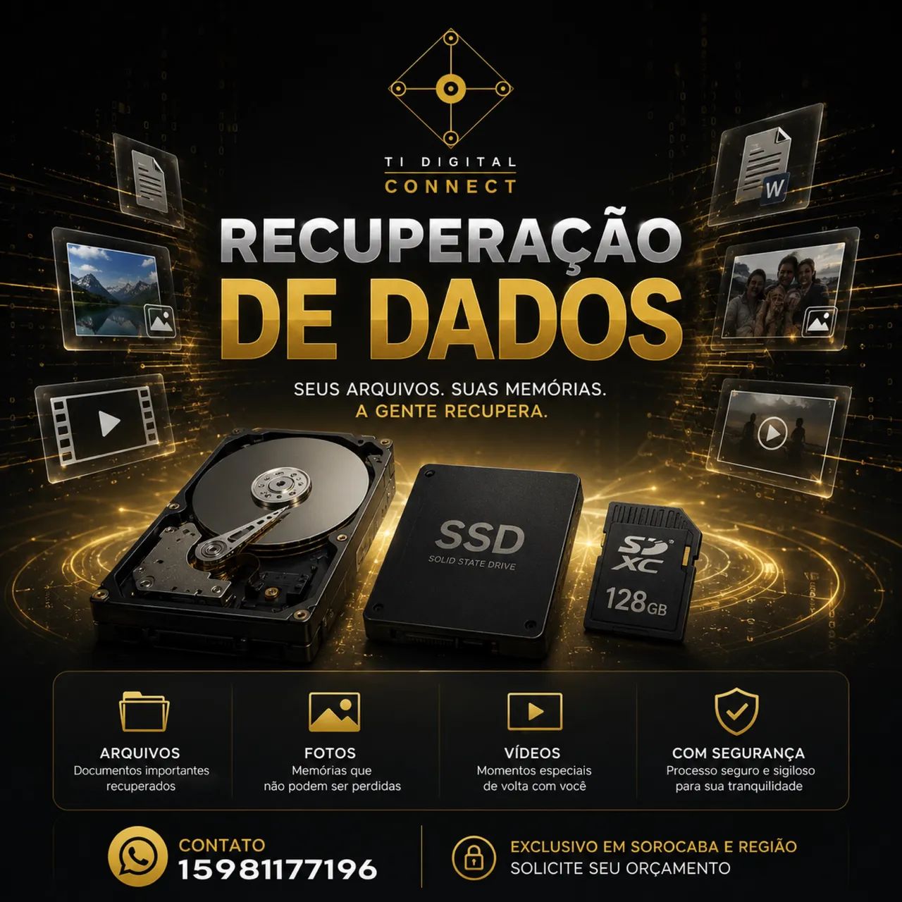 HDs SSDs Cartão SD Recuperaçãodedados