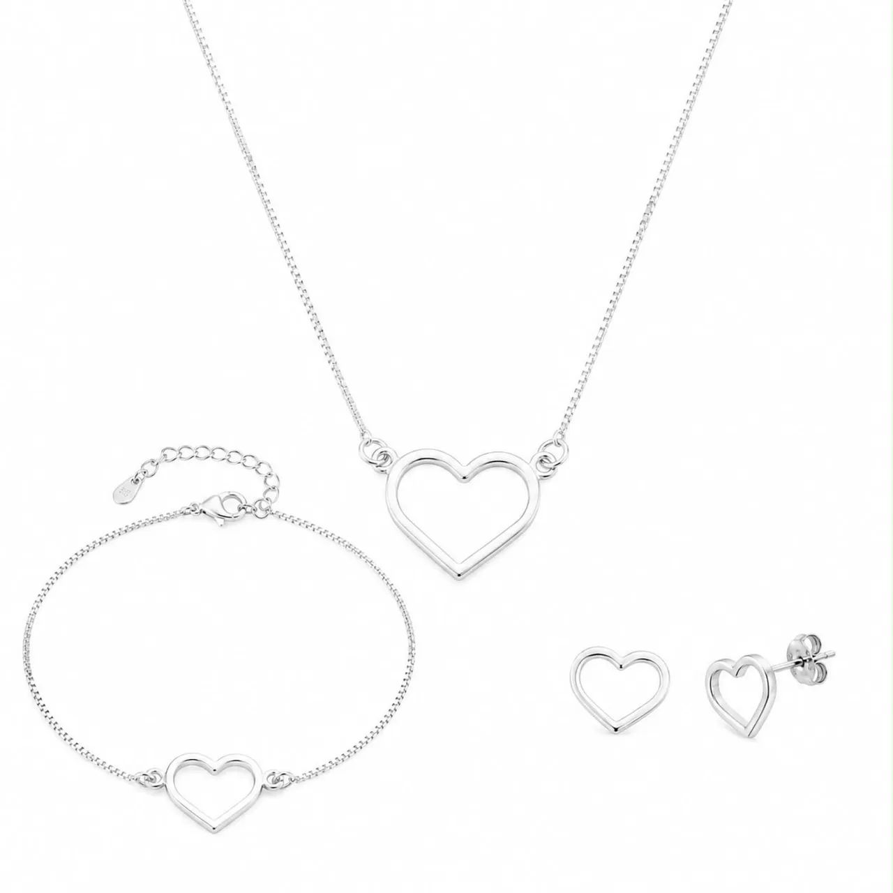CONJUNTO COLAR CORAÇÃO VASADO LISO 45cm  Cód 85499 peso 4,3 gr - Foto 3