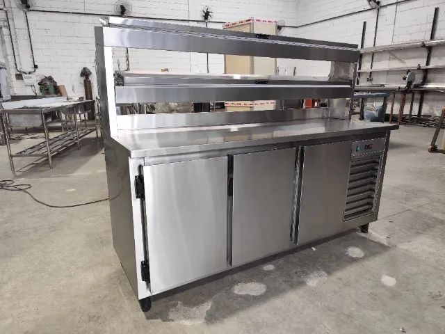 Mesa fria inox profissional com refrigeração SS 