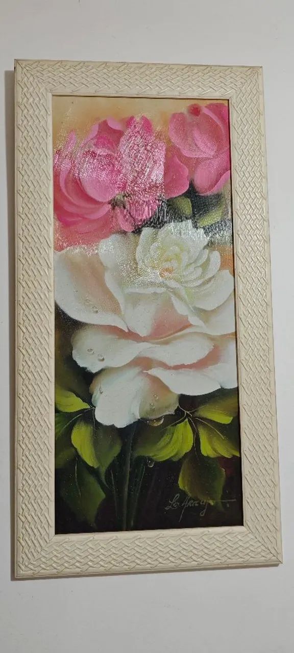 Quadro flores com moldura branca - Foto 3