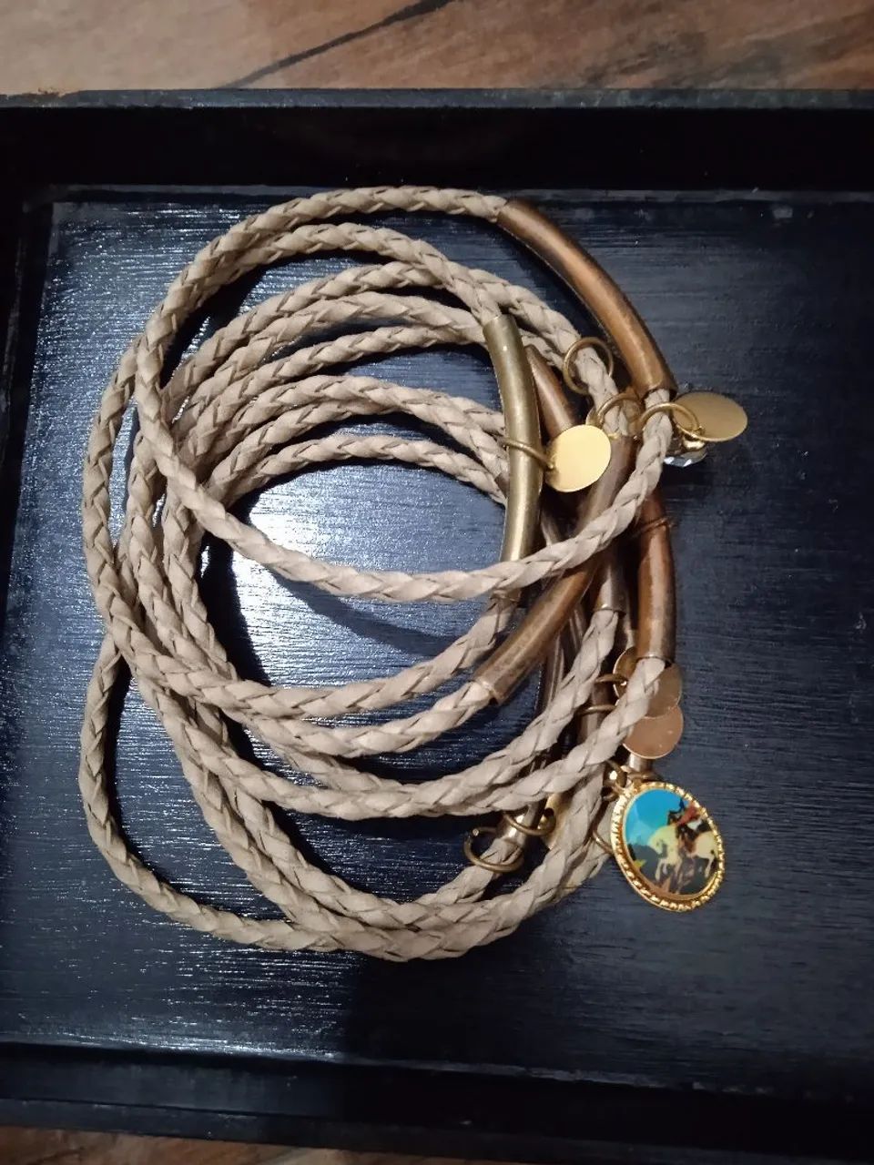 Pulseira em couro fake - Foto 3