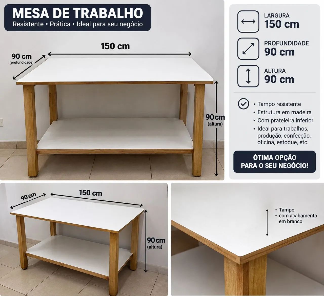 Mesa de Trabalho Bancada E-commerce Loja - Foto 4