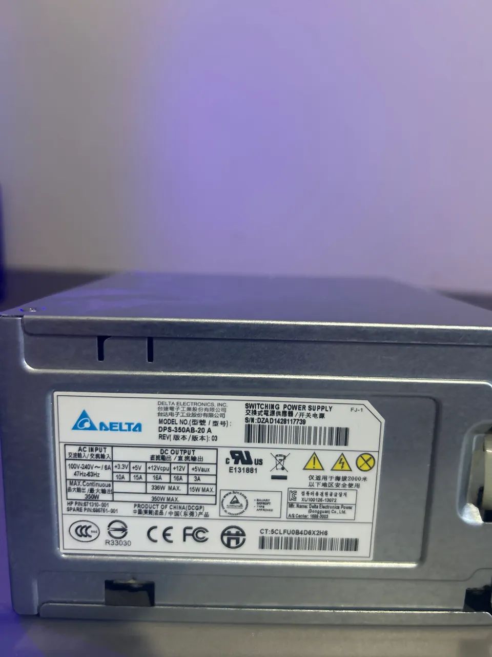 Fonte Servidor Delta 350W DPS-350AB-20A HP ProLiant (Original)