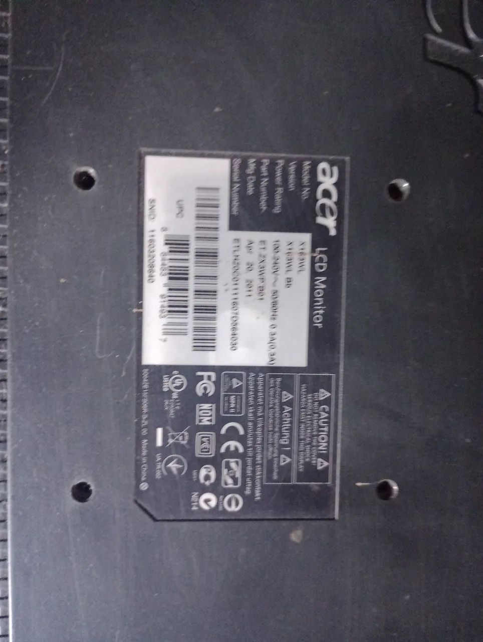 Monitor Acer LCD 15,6 polegadas - Modelo X163WL - Foto 2