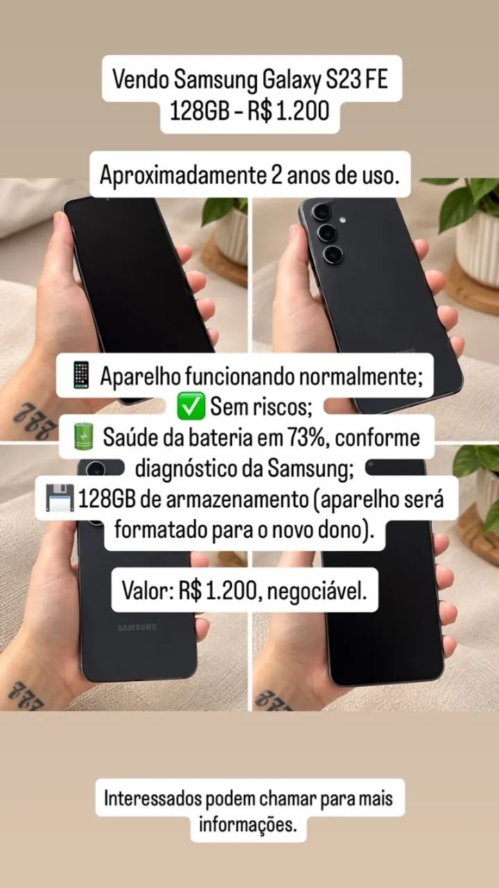 VENDO: Celular Samsung S23 FE 128gb