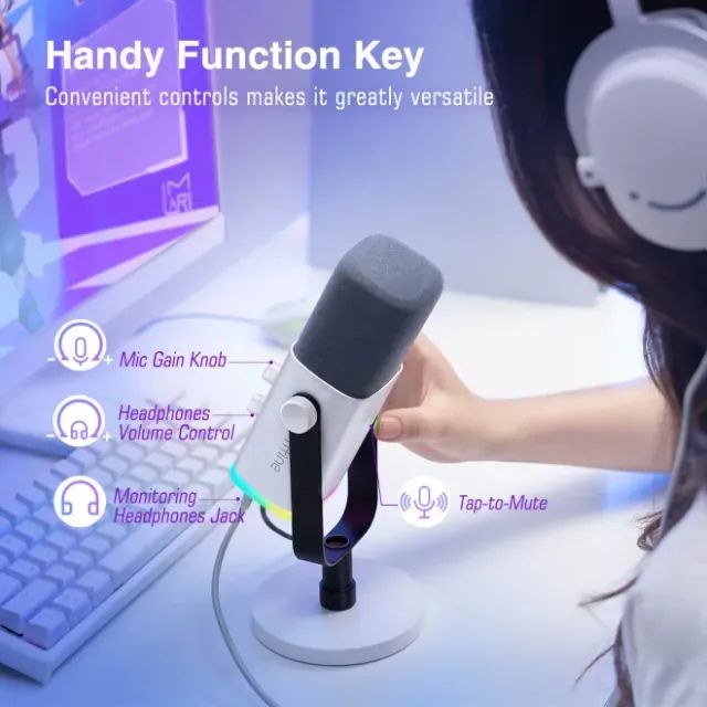 Microfone Fifine AM8 Branco | RGB | USB e XLR | Dinâmico -Entrega Grátis- - Foto 3